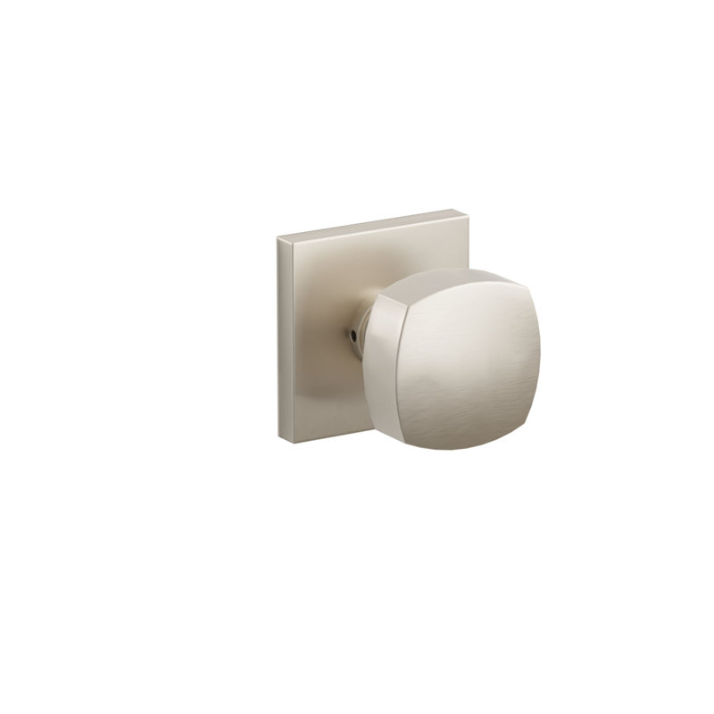 Emtek Dummy Knobset w/ Square Rosette and Freestone Knob, Satin Nickel