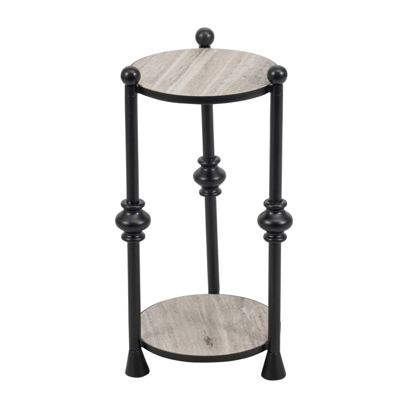 Darlyene Modern Metal and Wood Accent Table with Sturdy Iron Frame and Elegant Marble Top