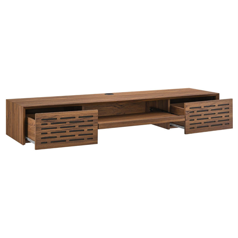 Modway Render Wall Mount Wood Office Desk, Brown