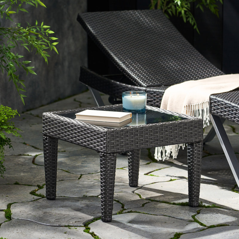 Outdoor Antibes Wicker Side Table,Accent Table,Grey