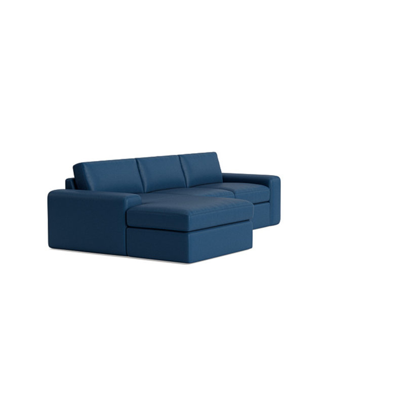 The OG Leather Chaise Sectional, Bison Deep Blue Top Grain Leather, Left Hand Facing