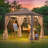 Sunjoy Soft Top Gazebo, Outdoor Patio Backyard Modern 2-Tier Steel Frame Gazebo with Mesh Netting -112511836-114723072