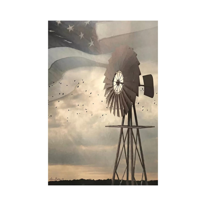 «Land That I Love Windmill I» par Lori Deiter, reproduction sur toile tendue, H 40 po x l 26 po x P 1,5 po