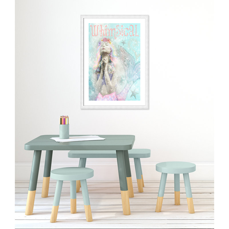 Impression sur papier sirène, H 36,5 po x l 26,5 po x P 0,625 po, Encadré plat à grain de bois blanc