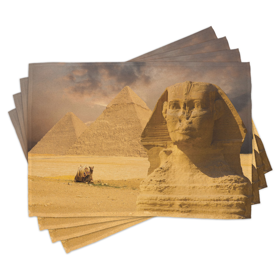 Platzdeckchen 4er-Set, Sphinx Old Face, Amber Sand Brown