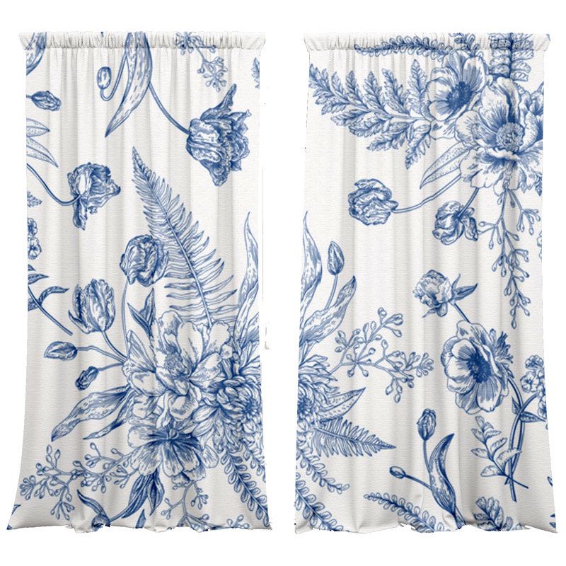 Flowers Slot Top Blackout Curtains, 148 W  x 300 D cm