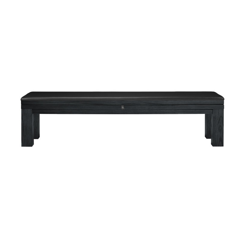 Banc de rangement en cuir véritable avec compartiment rabattable American Heritage Alta, Bois de frêne noir