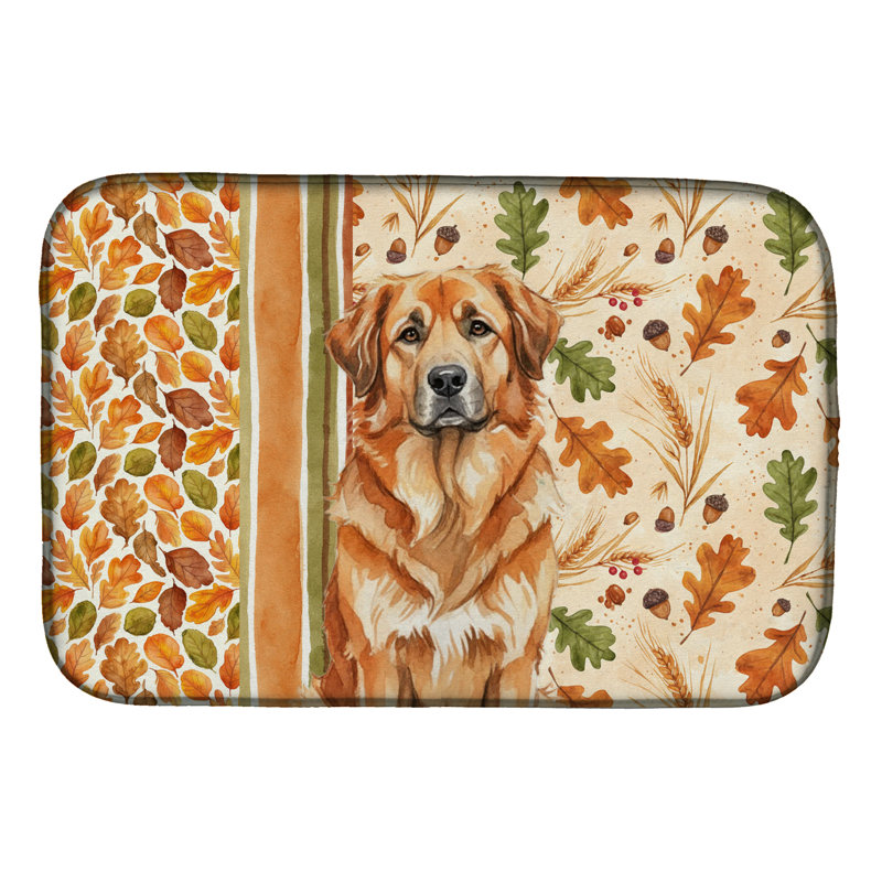 Red Leonberger Heirloom Fall Dish Drying Mat, Red