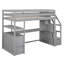 Lit mezzanine simple avec bureau, tablettes et escalier de rangement robuste gris-126433557-126433556