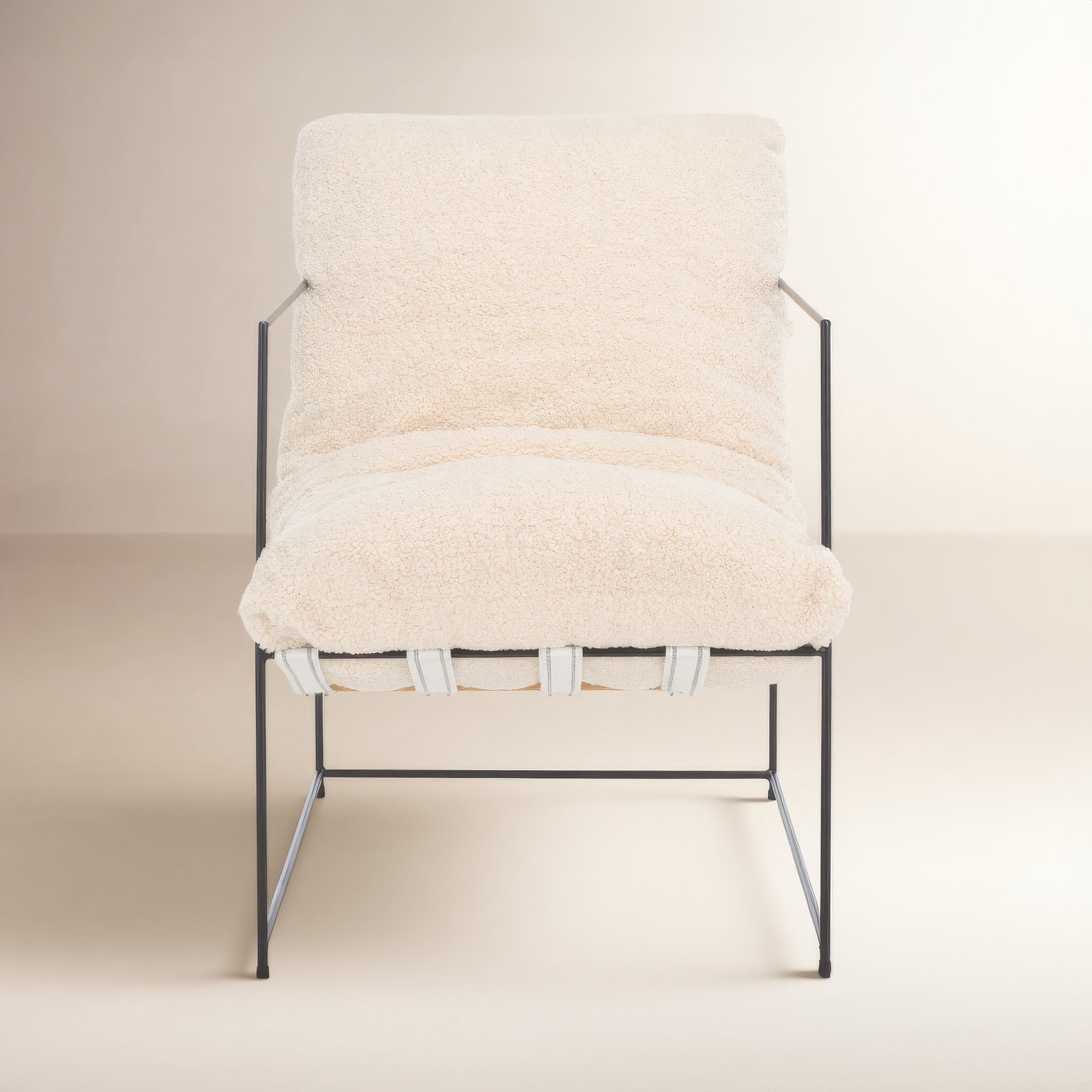 Giulietto Upholstered Armchair, Cream Faux Sherling