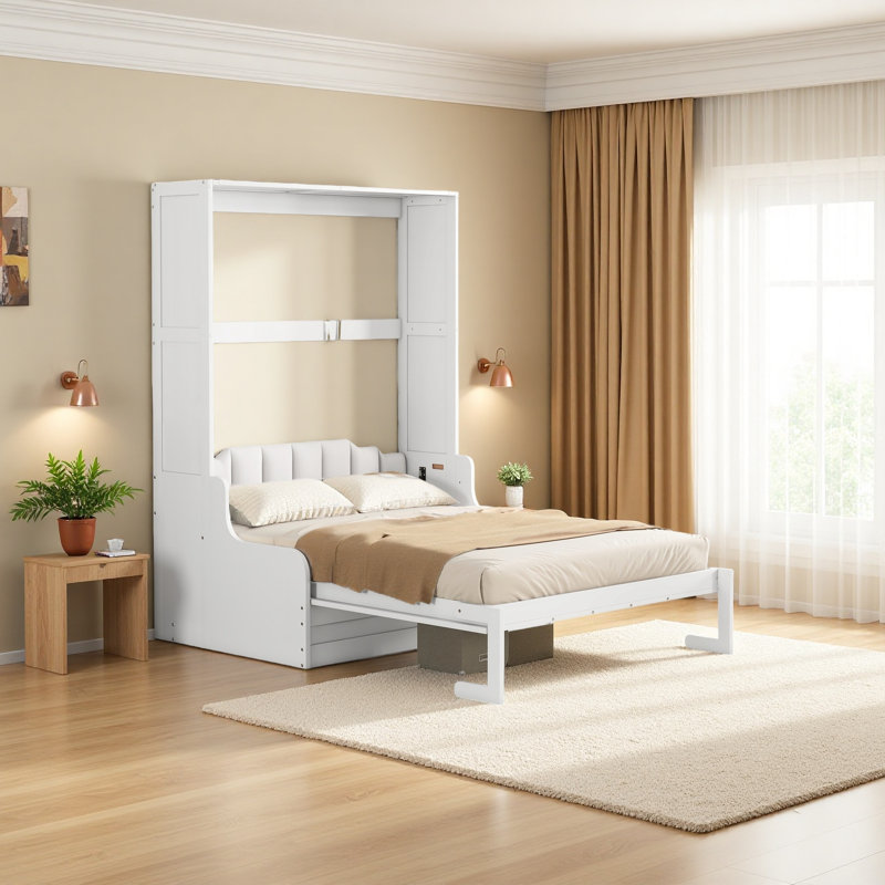 Lit escamotable mural Murphy avec coussin, Blanc