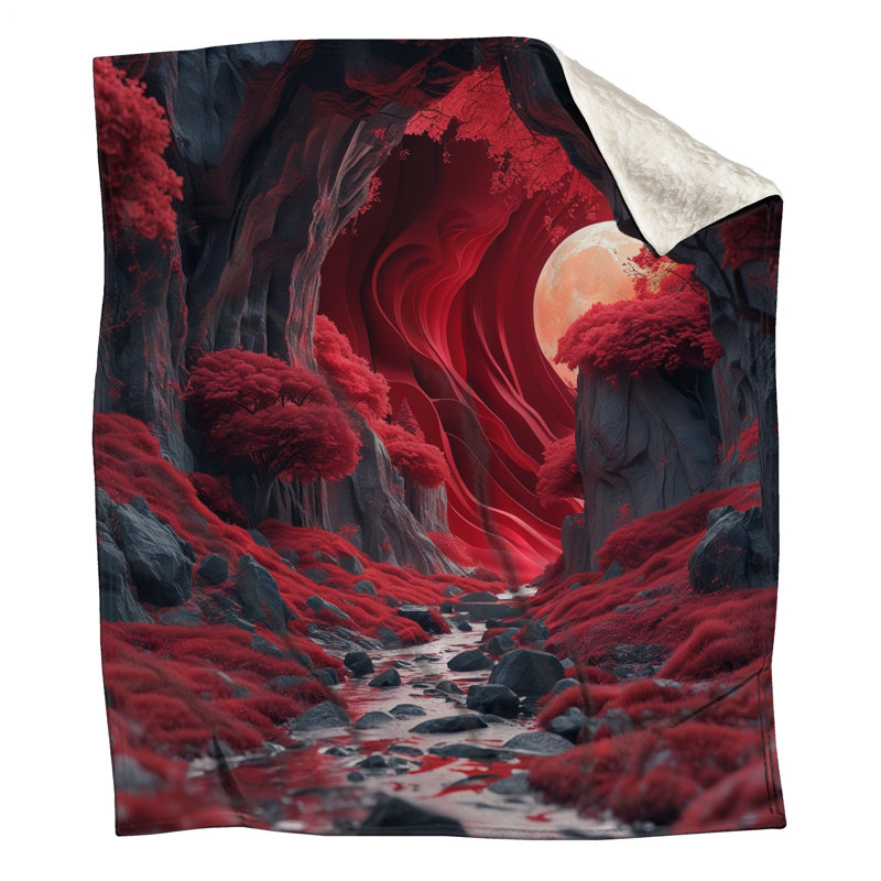 Couvertures rouges au clair de lune, L 60 po x H 80 po