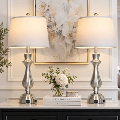 30” Tall Table Lamps with USB & Type-C Ports, Touch Control, LED Bulbs Included