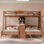 Lit superposé simple au-dessus de simple et simple avec bureau intégré et tablettes de rangement, lampe de lecture, 3 lits en 1, naturel-130145092