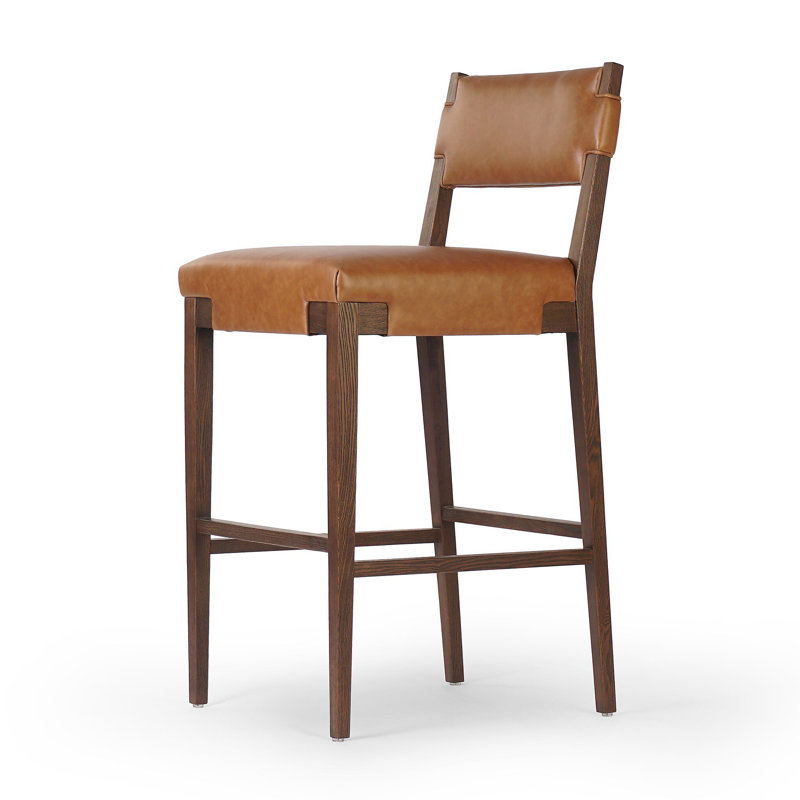 Tamari Stool-Sonoma Chestnut-Bar, Brown, Brown Genuine Leather, Bar Stool (31.25" Seat Height)