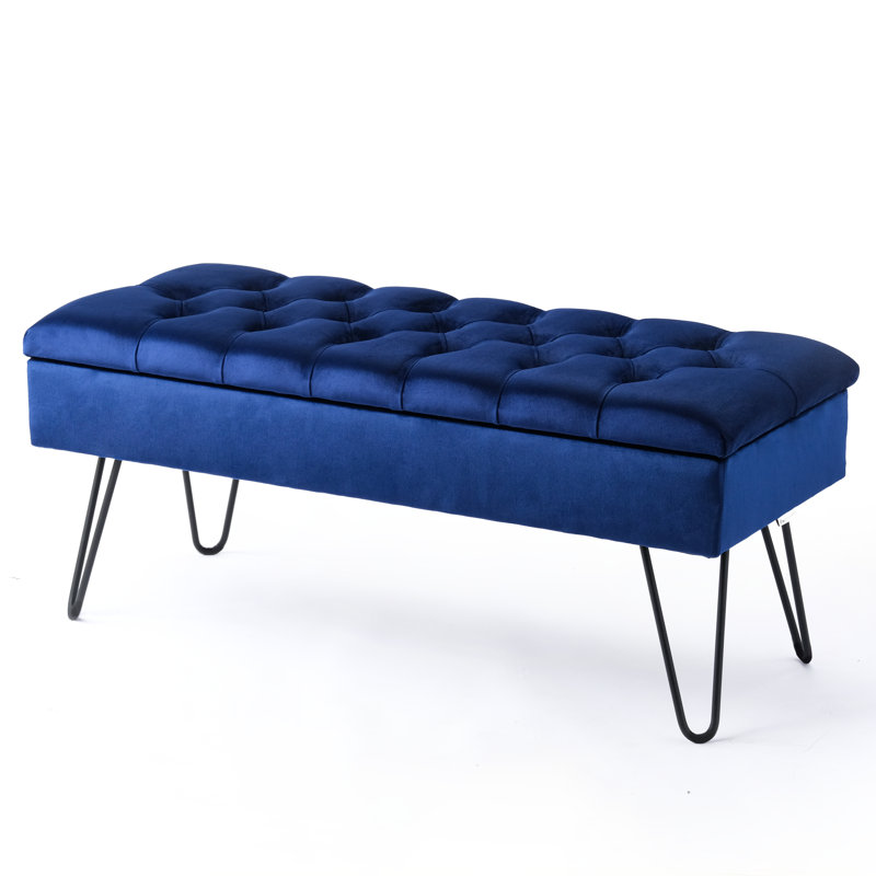 Emborough Upholstered Storage Bench, H44 x W100 x D30cm, Dark blue