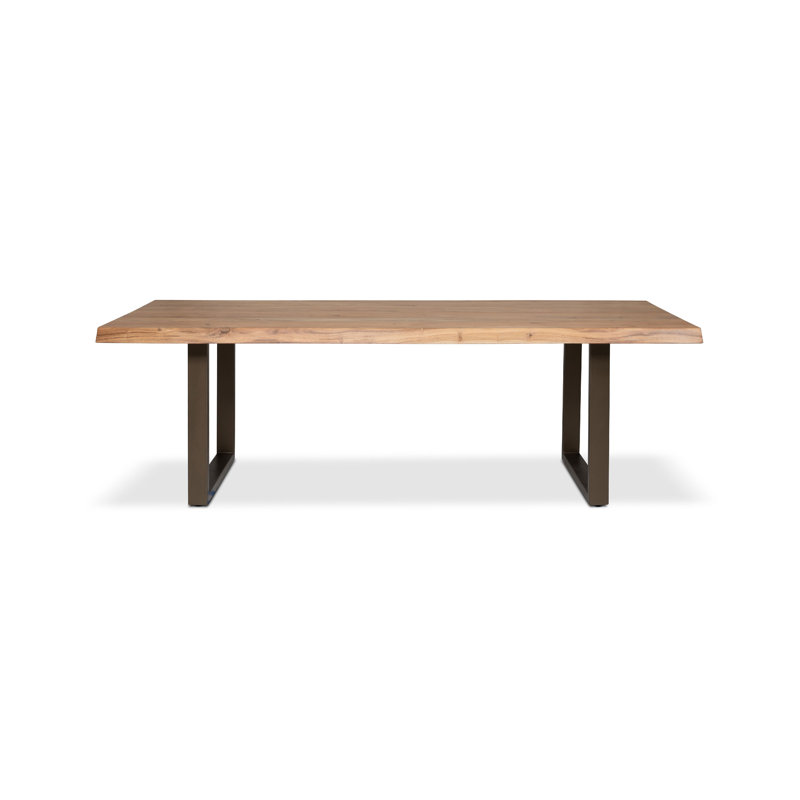 Table de salle à manger Colin, Laiton, H 29,75 po x L 116 po x l 40 po, Teck