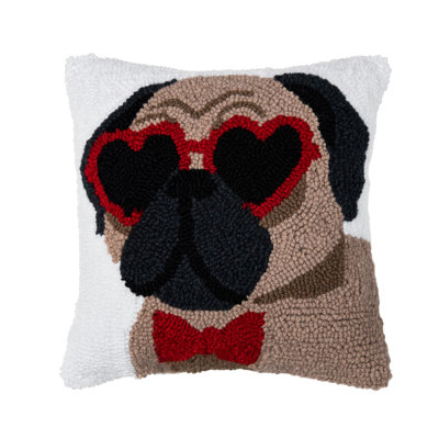 Pugs & Kisses Valentine's Day Hooked Pillow
