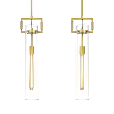 Luminaire suspendu à 1 lumière pour îlot de cuisine avec verre cylindrique transparent