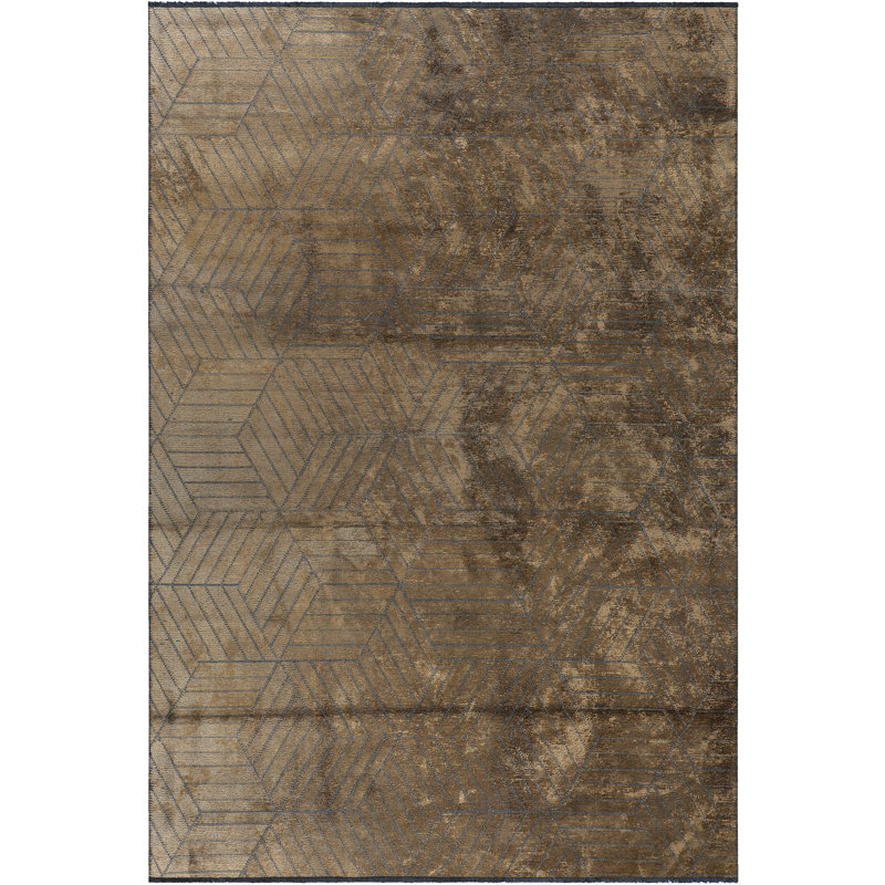 Rapture Brown Geometric Luxury Area Rug, Rectangle 7'10" x 9'10"