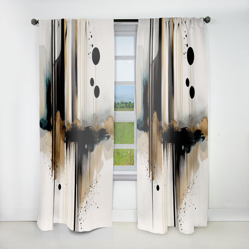 Abstrait moderne moderne transitionnel I - Rideau moderne - Velours obscurcissant - 1 panneau, L 52 po x L 84 po