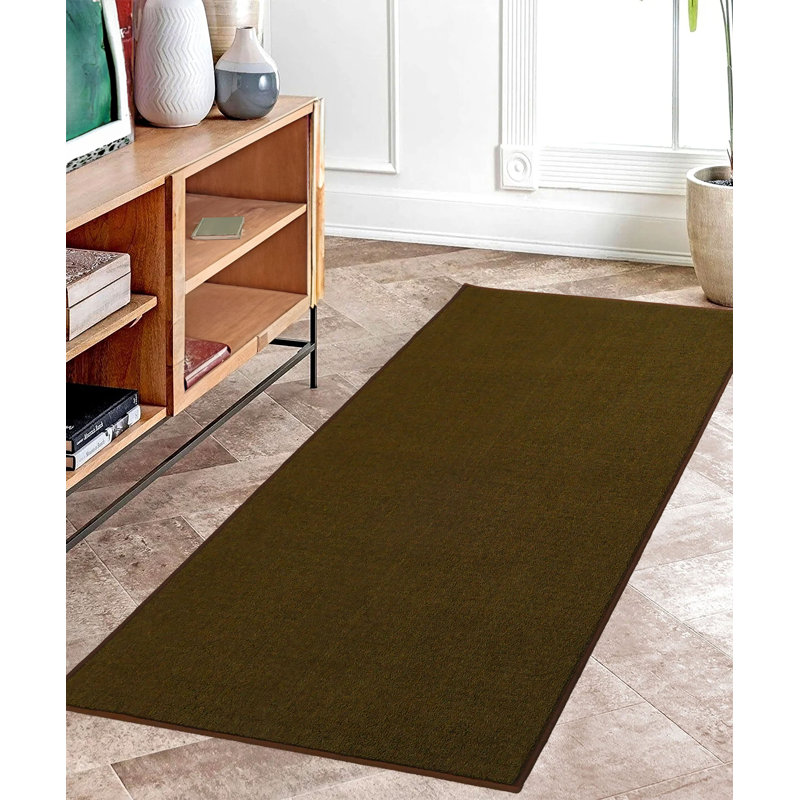 Tapis uni de couleur unie vert mousse avec antidérapant, Tapis de couloir 2 pi 2 po x 35 pi
