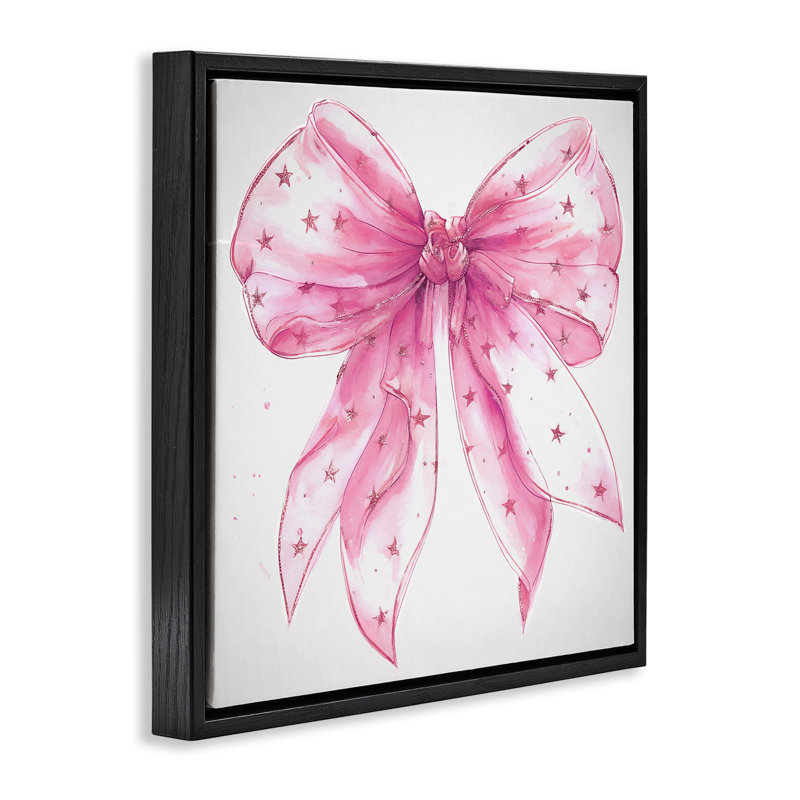 "Fabulous Pink Bow", encadrée par Ramona Murdock, Cadre flottant noir de jais, H 18 po x l 18 po