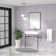 32"L*17"W White Ceramic Rectangular Single Faucet Hole Console Bathroom Sink with Overflow