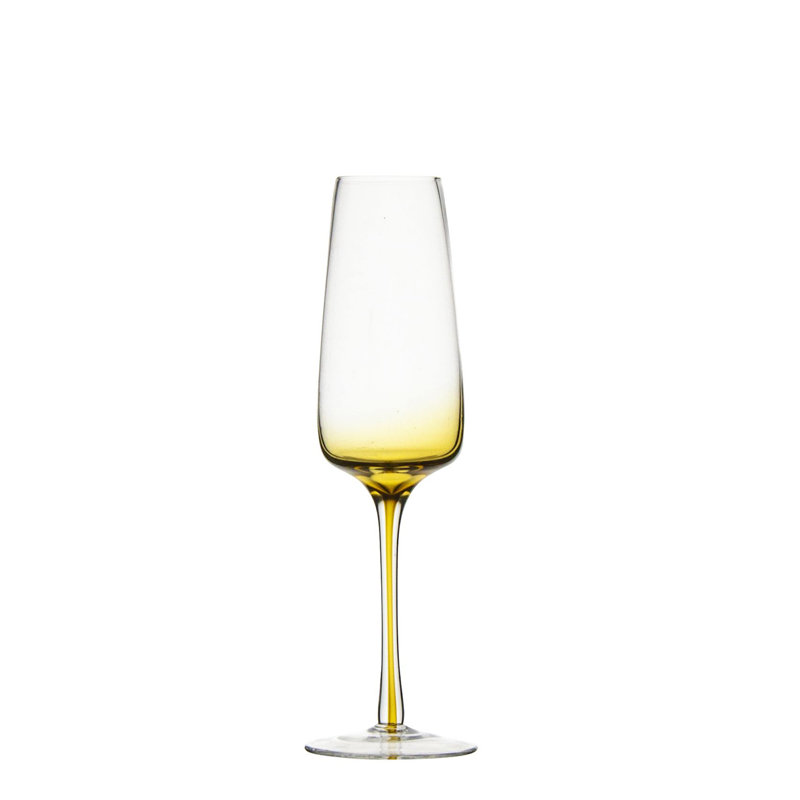 Flûte en verre émeraude Gem 7 oz, Or / transparent