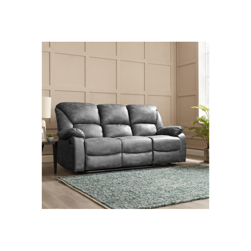 Hartnell 3 Seater Faux Leather Reclining Sofa, Dark Grey