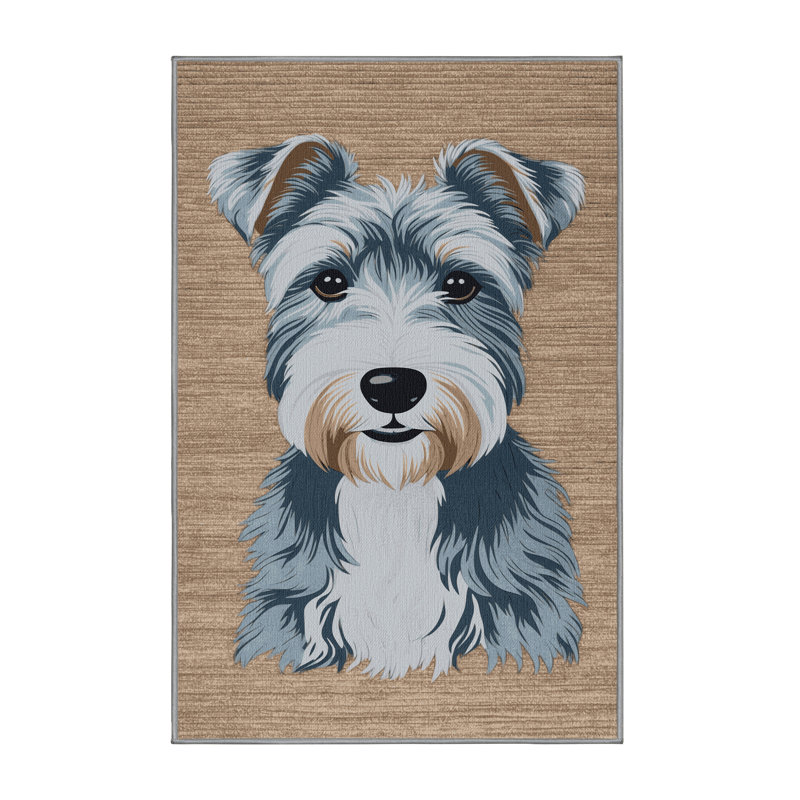 Washable Bedlington Terrier Dogs Area Rug, Rectangle 7' x 9'