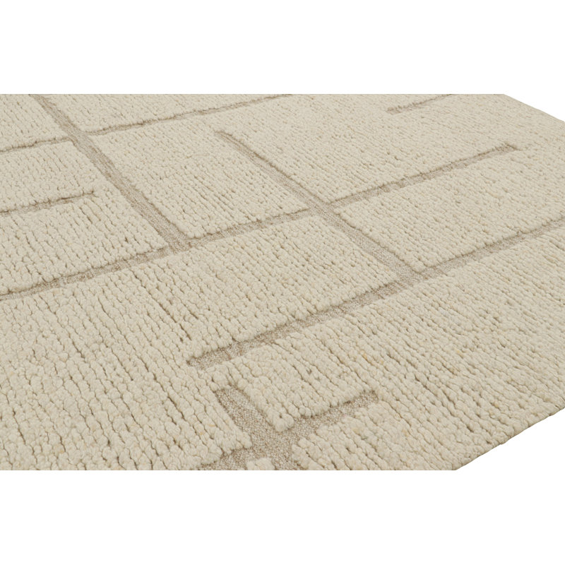 Handmade Oushak Wool Geometric Area Rug, Rectangle 10' x 14'