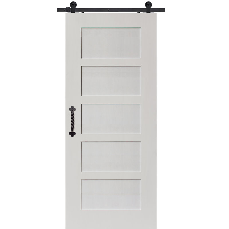 Porte de grange de style Shaker en panneau de bois manufacturé avec couche d'apprêt sans ensemble de quincaillerie d'installation
