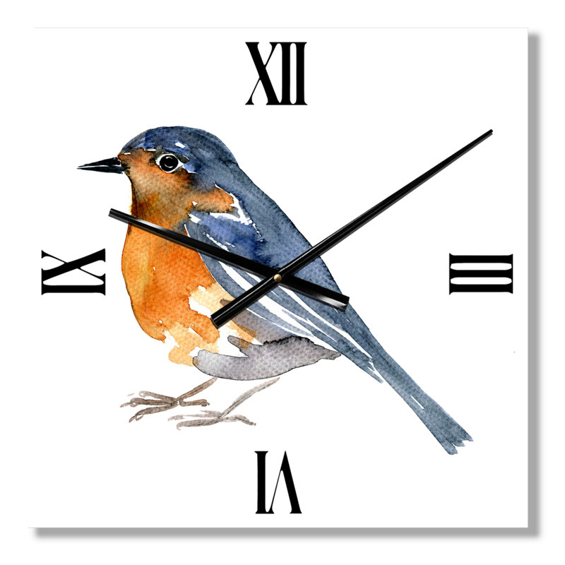 Horloge murale rétro - oiseau orange rétro, Moyen