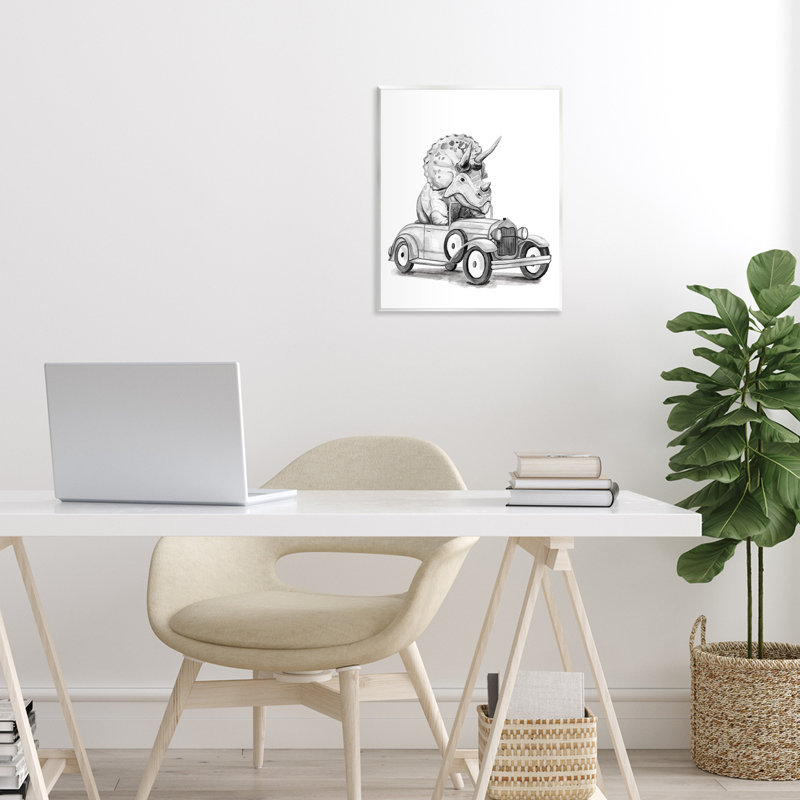 Tricératops dans une plaque murale rétro, design par Rachel Nieman