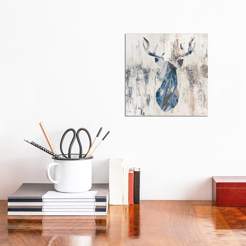 «Blue Rhizome Deer Bust», giclée sur toile tendue avec châssis