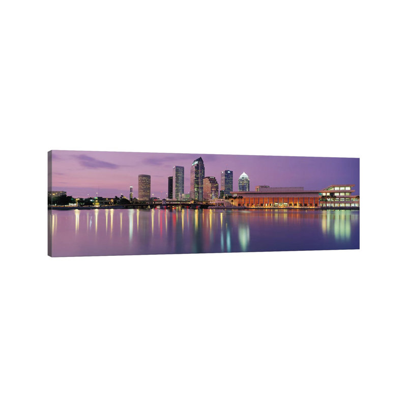 Tampa Panoramic Skyline Cityscape (Dusk) - Wrapped Canvas Panoramic Print, 30.48 cm H x 91.44 cm W x 1.91 cm D