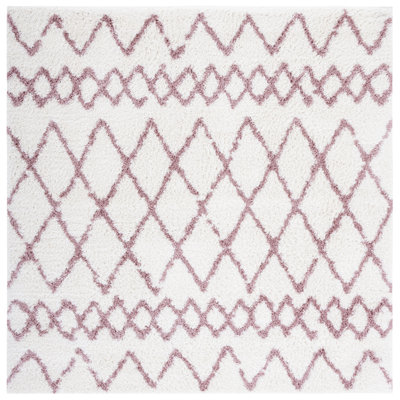 Tapis géométrique ivoire / rose clair Allandy