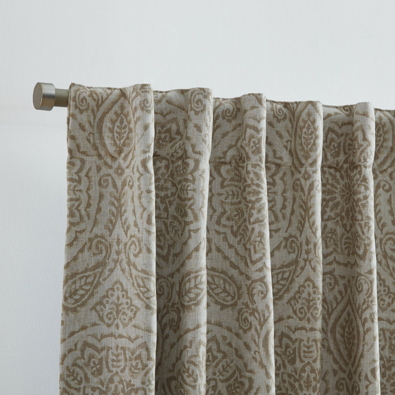Rilley Medallion Print Polyester Blackout Curtain Panel, 52" W x 95" L, Natural