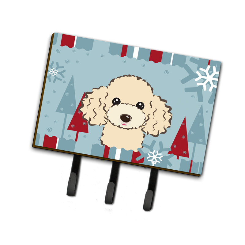 Metal Wall Organizer with Key Hooks, Poodle
