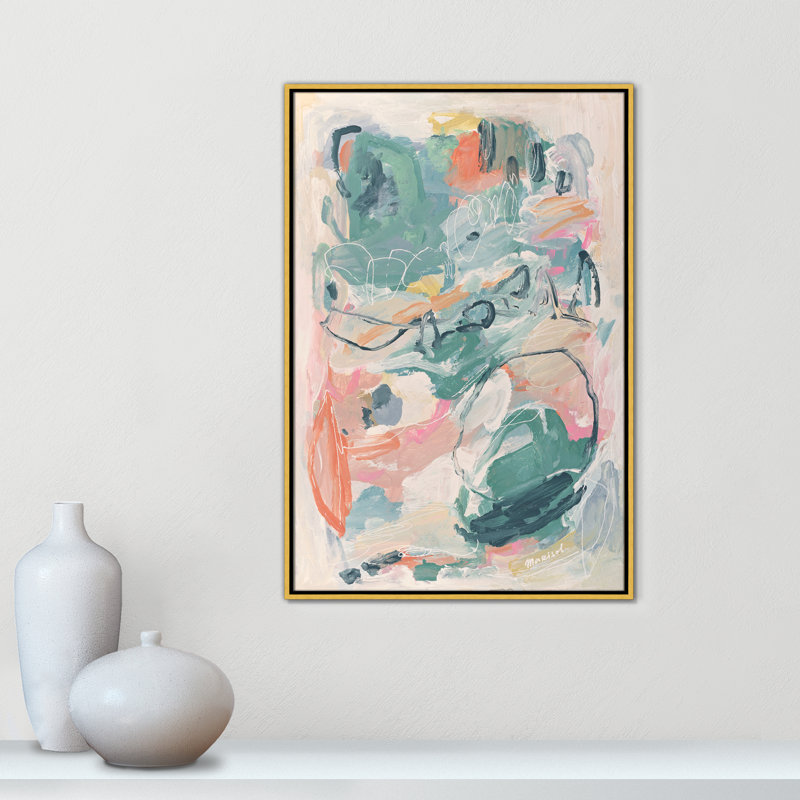 "Echoes Of Tom Demain" par Marisol Evora, L 25,5 po x H 37,5 po, Flotteur doré