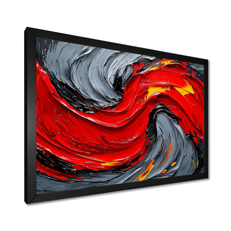 Nyleen - Abstract Large Wall Art, Cadre simple, Noir, H 12 po x l 20 po