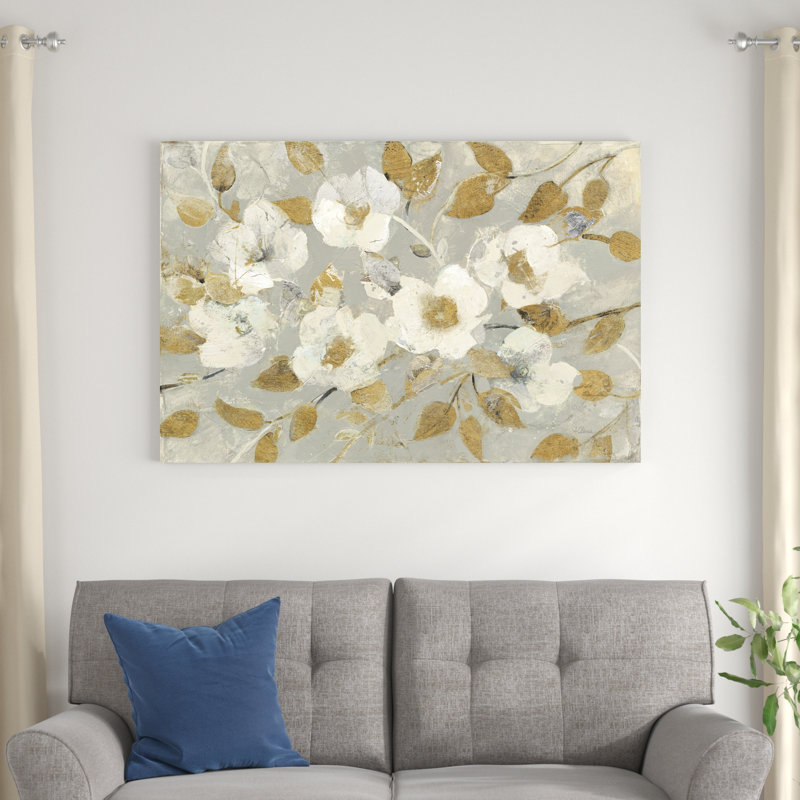 Gris printanier décoloré et doré, H 32 po x l 48 po