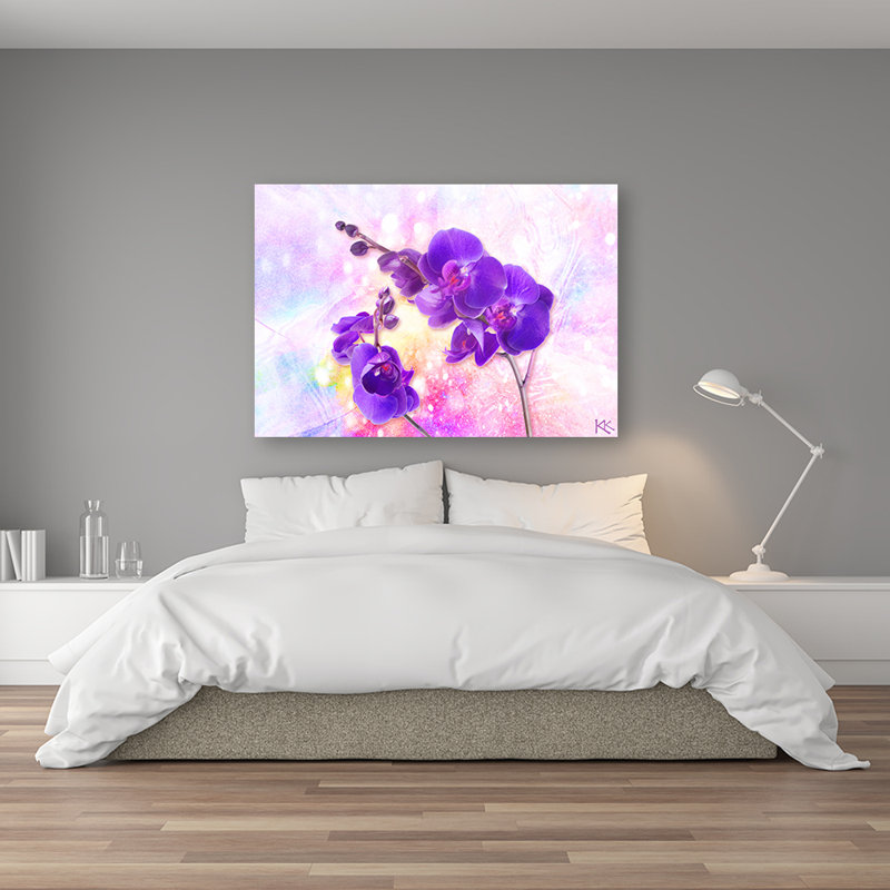 Purple Orchid Flowers - No Frame Print on Canvas, 80cm H x 120cm W
