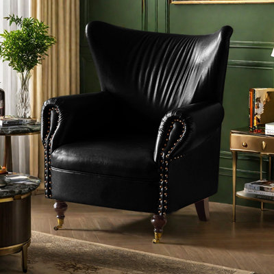 Fauteuil inclinable rétro en similicuir avec pieds de poulie
