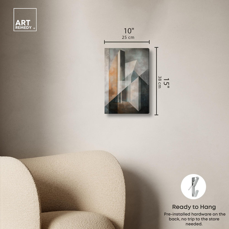 Art géométrique moderne sur toile , H 15 po x l 10 po, Toile tendue