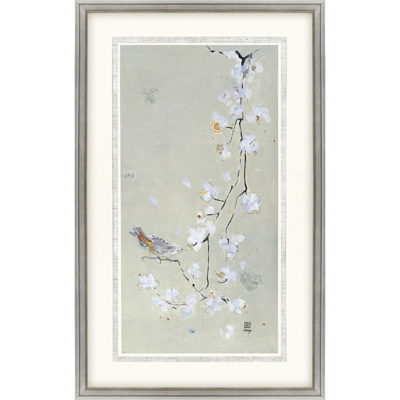 «Bird Family I», reproduction d'art encadrée argentée