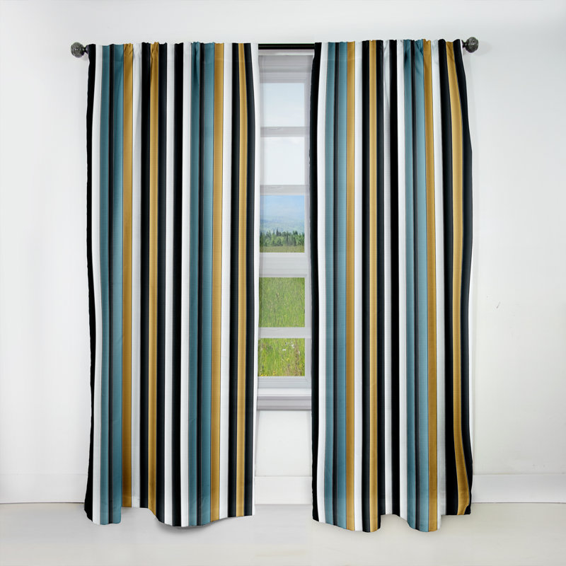 Panneaux de rideaux à rayures vertes et dorées classiques, L 52 po x L 84 po