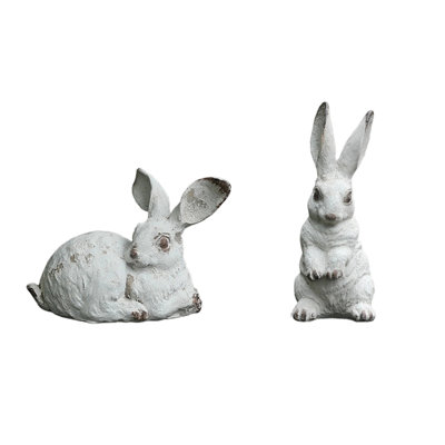 Little Rabbits Sculpture And Ornament Set And Resin Rabbits Decorative Figurines Perfects For V-alentine's Day And Easter Decoration