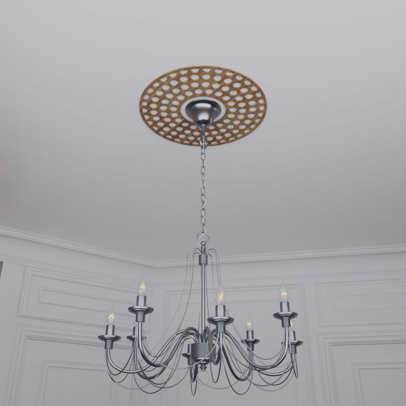 Médaillon de plafond en bois Fink, H 32 po x l 32 po x P 0,38 po, Noyer